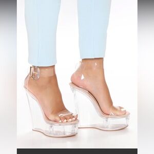 Fashion Nova Clear Platform Wedge Sandals